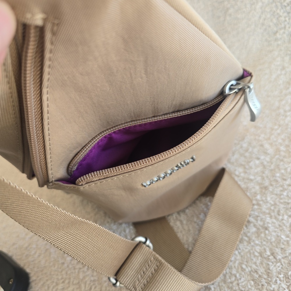 Baggallini Mini Sling Crossbody Bag Color Is Beach (Tan) Outdoor Hiking Travel - Picture 7 of 12